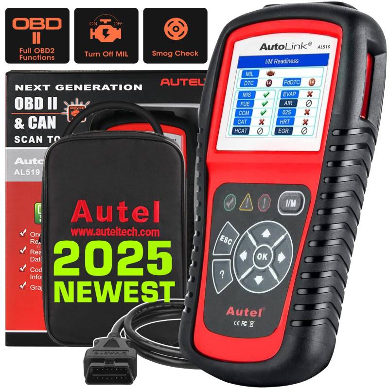 Autel AutoLink AL519 OBD2-Scanner Enhanced Mode 6 Check Engine Code Reader, Universelles Autodiagnosetool mit One-Click-Smog-Check, DTC-Breaker, verbesserte Ver. von AL319 von Autel