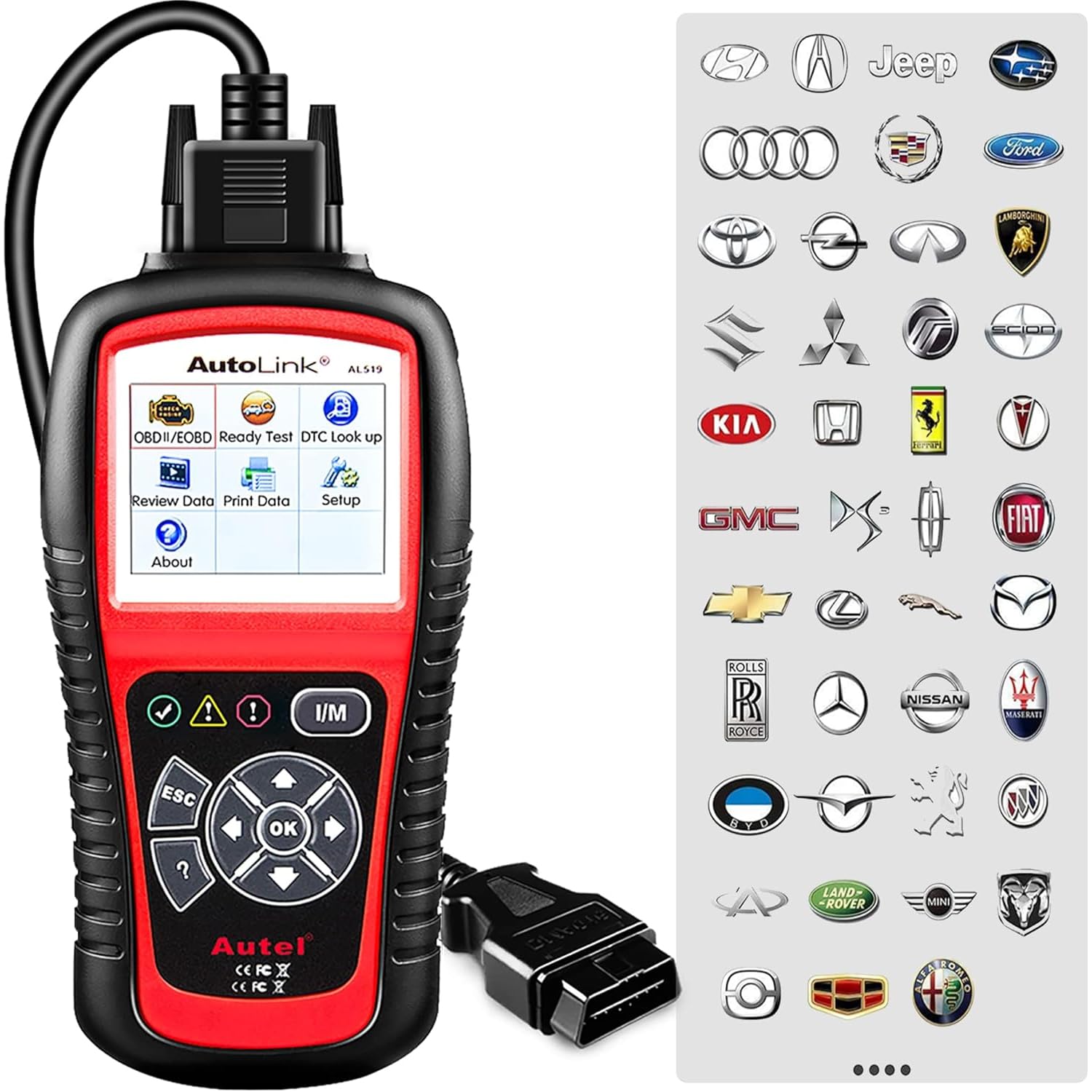 Autel AutoLink AL519 OBD2 Diagnosegerät, Gleich wie ML519, OBD2/ EOBD/CAN Auto Scanner Fahrzeug Motor Fehlercodeleser, mit Enhance Model 6 - Erweiterte Version von AL319 von Autel