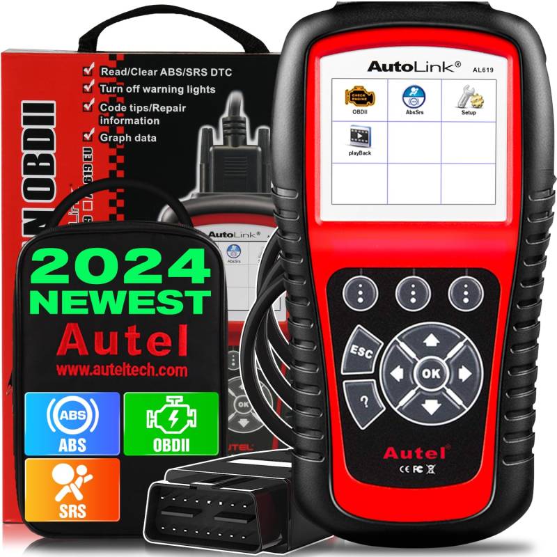 Autel AutoLink AL619 2023 Neuester OBD2 Scanner, Auto ABS/SRS Diagnosegerät, Zurücksetzen der ABS Airbag Warnleuchten, OBDII Funktion mit Live-Daten, Ready-Test, Erweiterte von AL519/ ML519/ ML619 von Autel