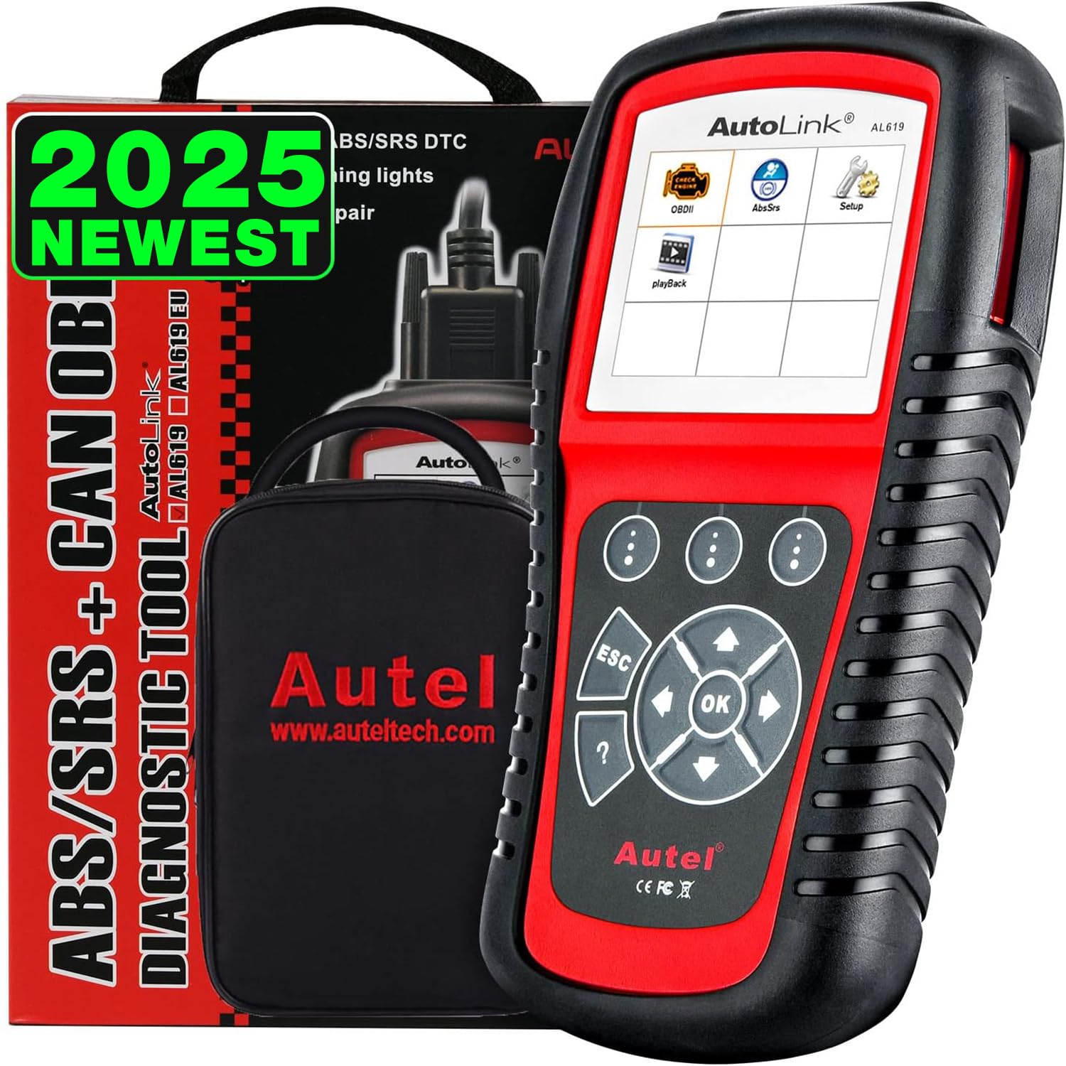 Autel AutoLink AL619 2023 Neuester OBD2-Scanner, ABS, SRS-Airbag-Scan-Tool, Warnleuchten Ausschalten, Testbereit, Erweiterte Version. von MaxiScan MS309/ AL519/ ML519/ ML619 von Autel