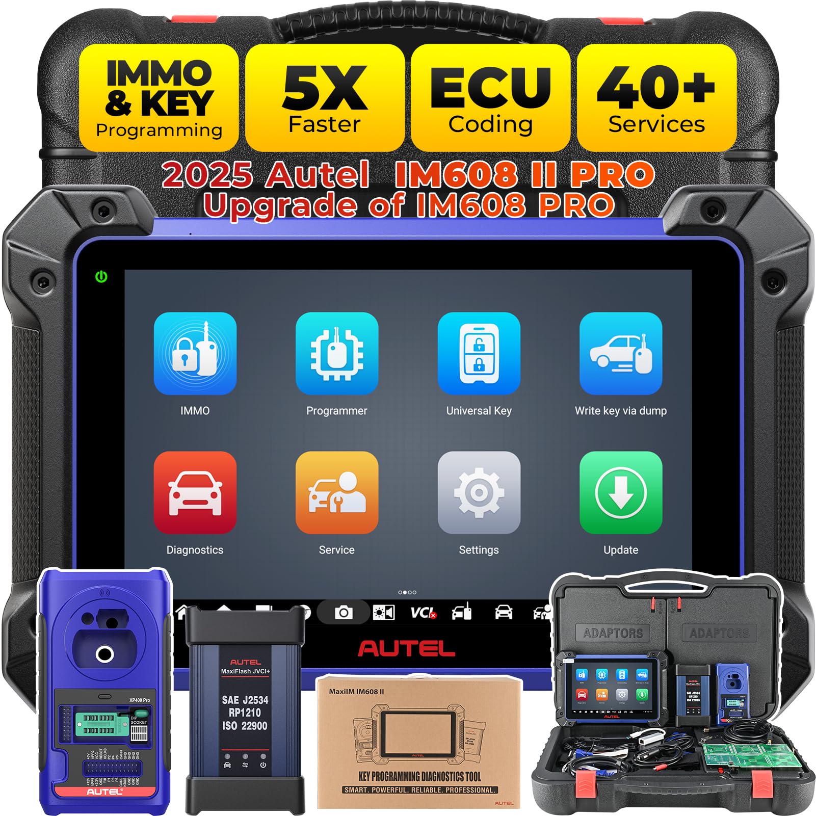 Autel IM608 II obd2 Diagnosegerät,2024 Android 10 Schlüssel Programmierung Werkzeug,Gleich wie IM608 PRO II/IM608S II, ECU-Codierung &Bidirektional Schlüssel Programmierer, 40+ Dienst von Autel