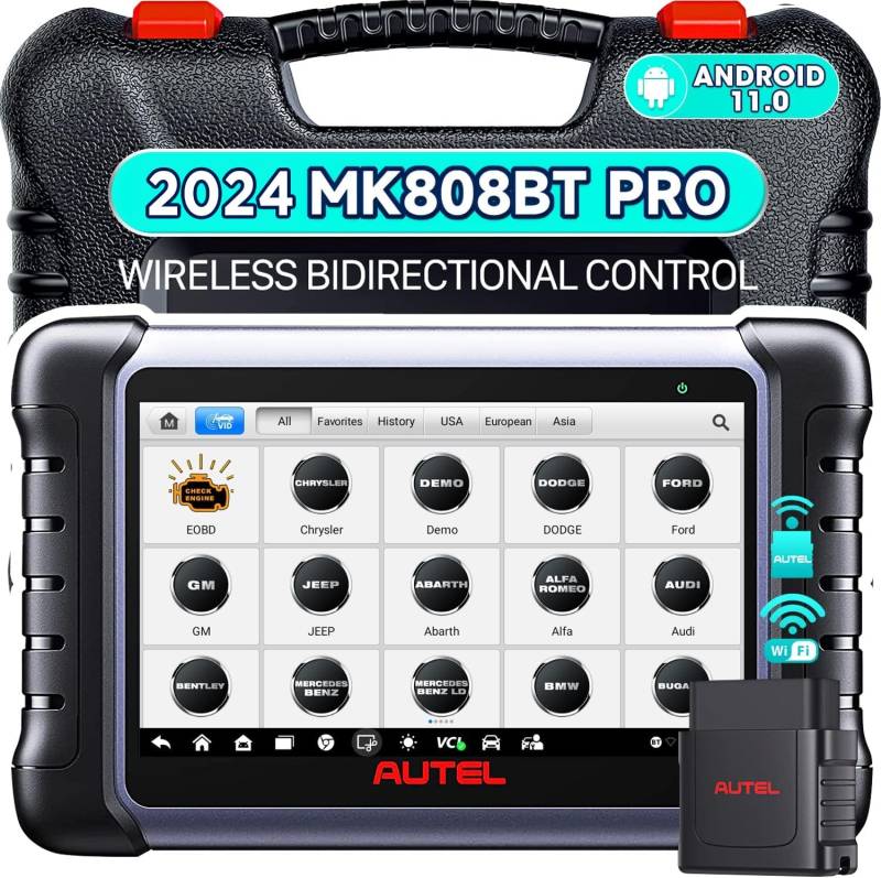 Autel MaxiCOM MK808BT PRO OBD2 Diagnosegerät: 2024 Voll Bidirektionale Aktiver Test, Android 11, 4G+64G, 2.4&5G WIFI, Upgrade von MK808BT MK808S MK808 MX808S, 28+ Service Alle System, BT506 Kompatibel von Autel