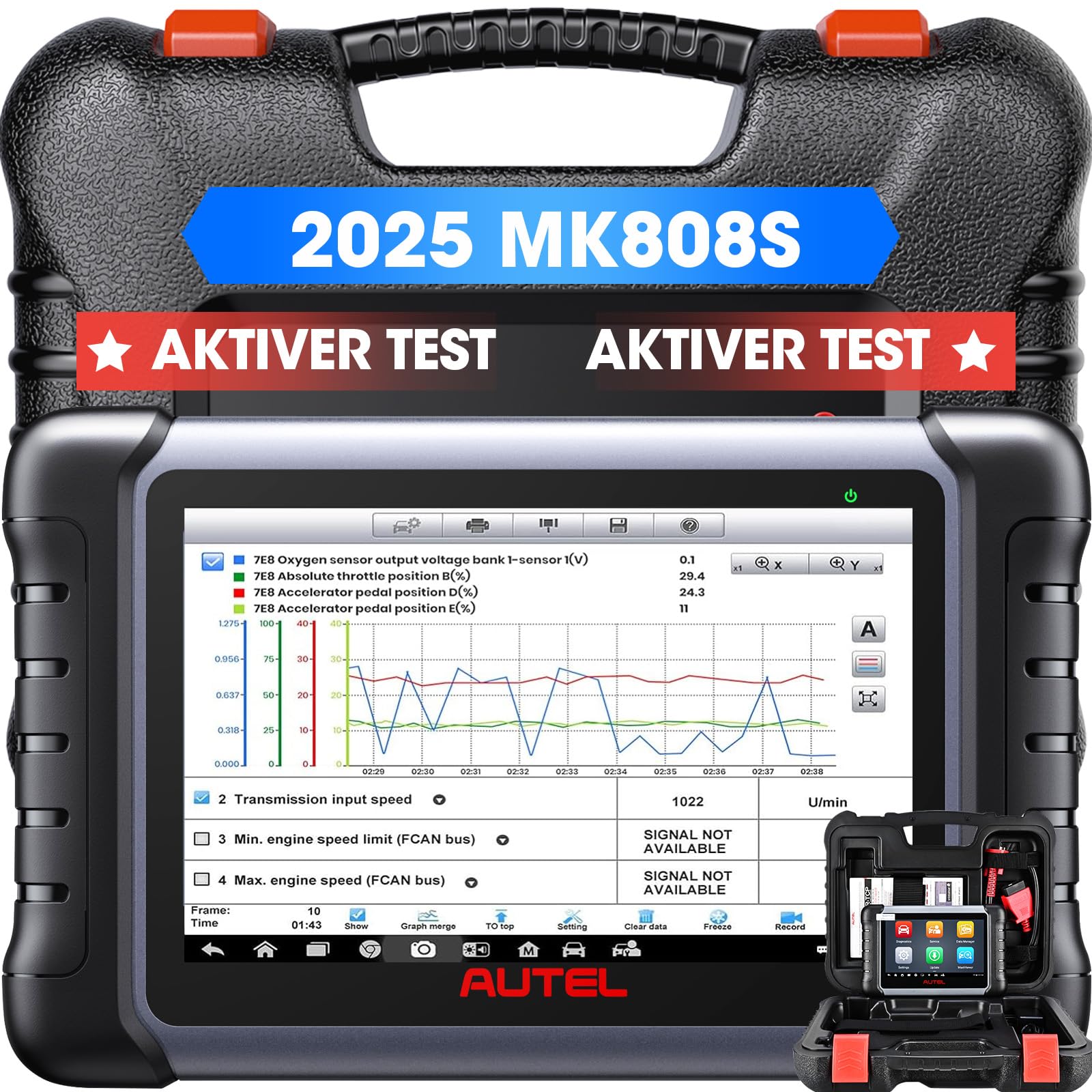 Autel MaxiCOM MK808S OBDII Diagnosegerät, 2024 Neueste Auto Diagnosegerät mit Allen System Diagnose, 28+ Dienst, Aktiver Test, Bidirectional Control, 21+ Sprachen, Android 11, Aufgerüstet von MK808 von Autel