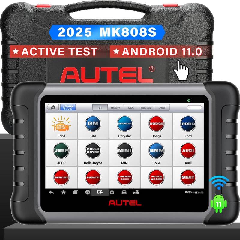 Autel MaxiCOM MK808S OBDII Diagnosegerät, 2024 Neueste Auto Diagnosegerät mit Allen System Diagnose, 28+ Dienst, Aktiver Test, Bidirectional Control, 21+ Sprachen, Android 11, Aufgerüstet von MK808 von Autel
