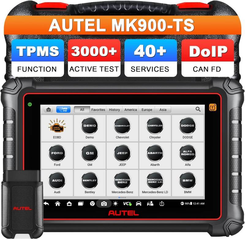 Autel MaxiCOM MK900-TS, CAN FD & DoIP, 2024 MK900TS Upgrade von MK808S-TS MK900-BT MK900 MX900 MK808S, Top Pro TPMS-Programmierung Neu Lernen als MS906TS, 3000+ Aktiver Test, 40+ Service von Autel