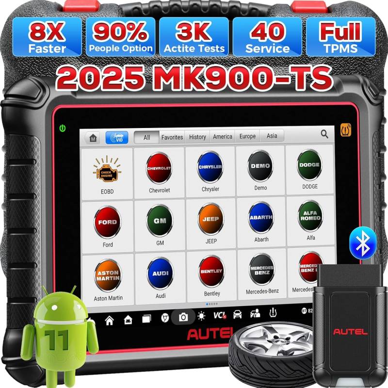 Autel MaxiCOM MK900-TS, CAN FD & DoIP, 2025 MK900TS Upgrade von MK808S-TS MK900-BT MK900 MX900 MK808S, Top Pro TPMS-Programmierung Neu Lernen als MS906TS, 3000+ Aktiver Test, 40+ Service von Autel