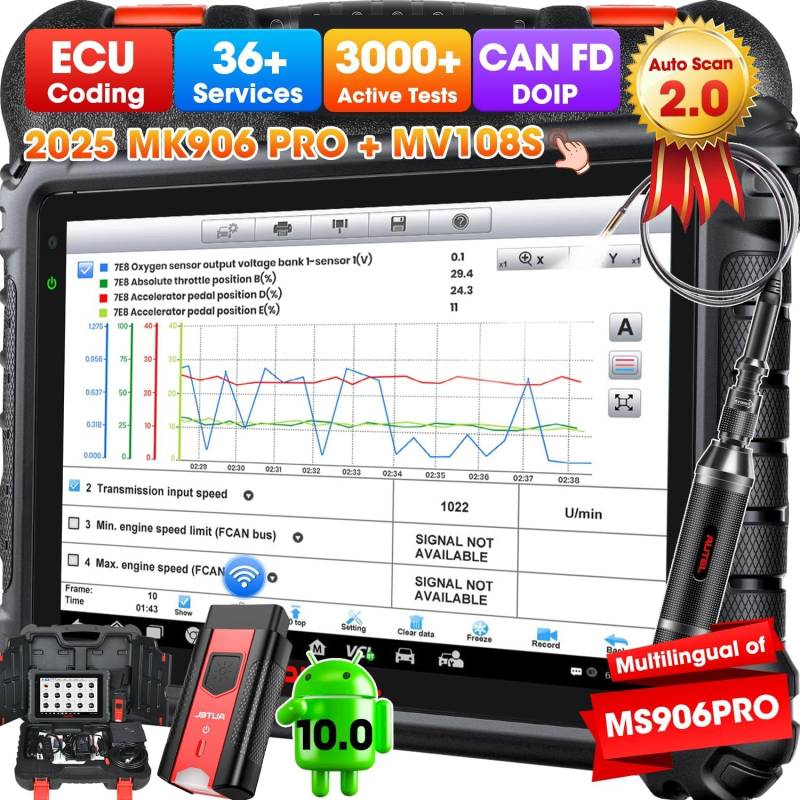 Autel MaxiCOM MK906 Pro Diagnosegerät Scanner mit MV108S, 2025 Neues Modell von MS906 Pro/ MS906BT/ MK906BT, ECU-Codierung als MS908 MK908, Bidirektionale Steuerung, 36+ Dienste, Vollständige System von Autel