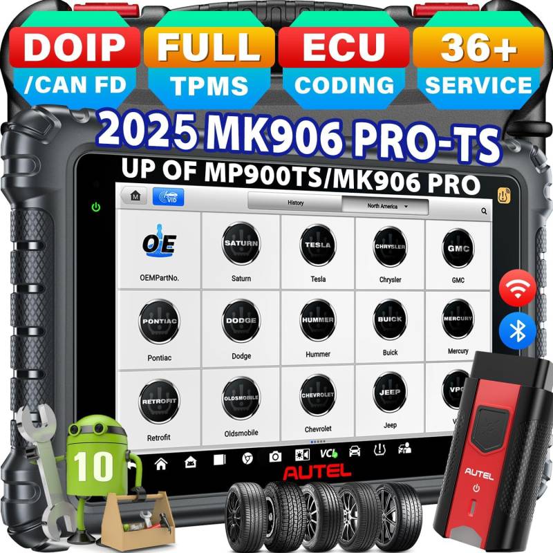 Autel MaxiCOM MK906 PRO-TS Android 10, 2025 Superschnelle Ver von MK906 PRO TS MaxiSys MS906 PRO-TS MS906 PRO MS906TS MS906 MK908 II, Top TPMS-Programmierung, ECU-Codierung, 36+ Dienste, AutoScan 2.0 von Autel