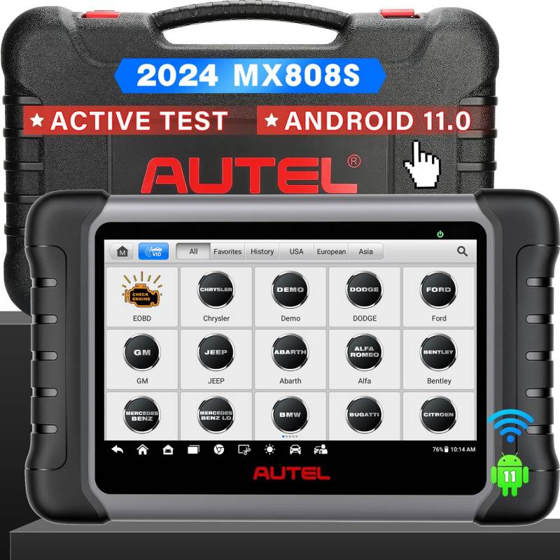 Autel MaxiCheck MX808S Android 11 Scanner [EU-Version 2024], wie MaxiCOM MK808S, Neueres Modell von MK808/ MX808, Vollständig Bidirektional, 28+ Service, OE All System Scan, ABS/SRS/EPB/BMS von Autel