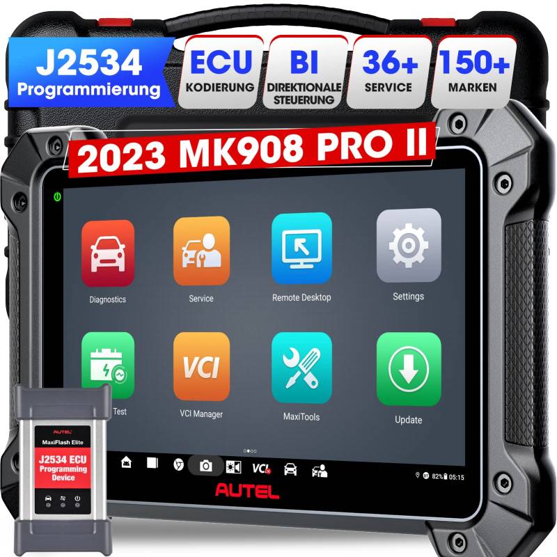 Autel MaxiCom MK908P II Scanner: 2023 Upgraded von MS908S Pro, J2534 Programmierung ECU-Codierung, Bidirektionales Werkzeug mit 36+ Dienstleistungen, Vollständige Diagnostik, AutoAuth für FCA SGW von Autel