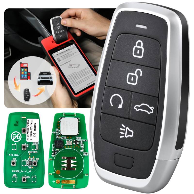 Autel MaxiIM IKEYAT005BL Ersatz-Fernbedienung, Universal-Fernbedienung, programmierbar, 5 Tasten, OBD-Lernen für 700+ Autos, Doppelband, Fernbedienung mit 130 Füßen, funktioniert mit KM100 von Autel