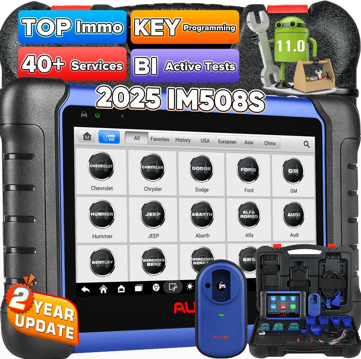 Autel MaxiIM IM508S, 2 Jahre Update [Wert €650], 2025 Neueste Schlüsselanhänger Programmiertool, Upgrade von IM508 KM100, Gleich wie MK808BT Pro Bidirektional Scanner, 36+ Service, All System Diagnose von Autel