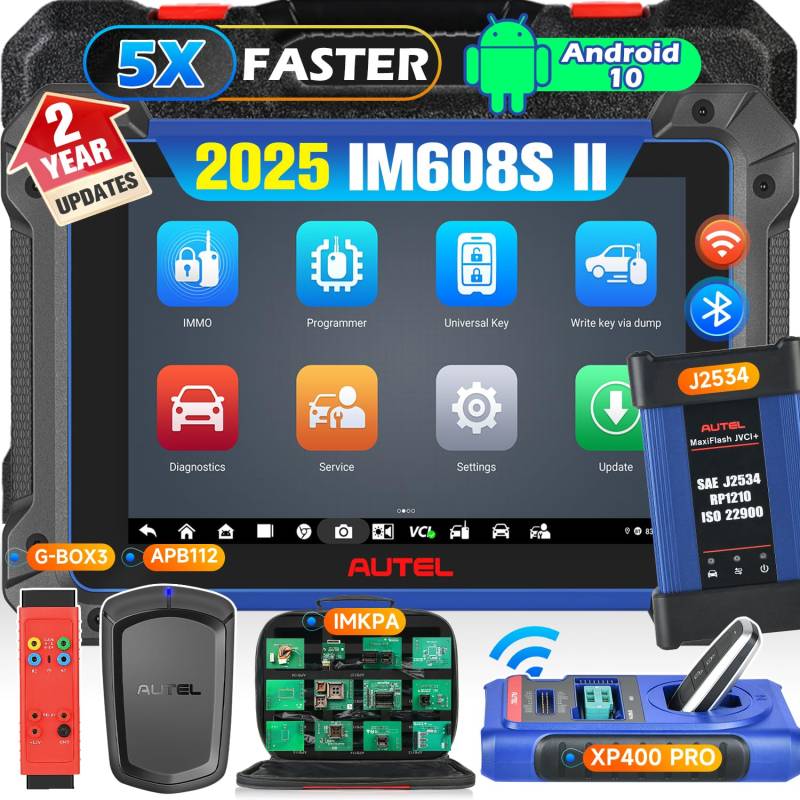 Autel MaxiIM IM608S II: 2025 IMMO Schlüsselanhänger Programmiertool, Gleich wie IM608 II/ IM608 Pro II [2-Jahres-Update, Wert 1790€], Aktualisiert von IM608 PRO, mit XP400 PRO IMKPA GBOX3 APB112 von Autel