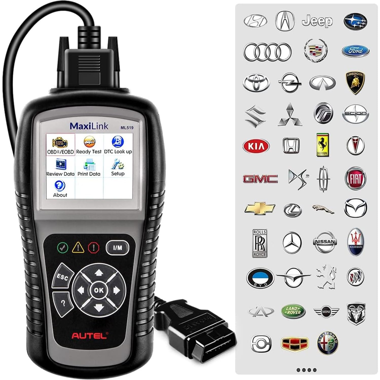 Autel MaxiLink ML519 OBD2 Diagnosegerät, Gleich wie AL519, ​OBD2/ EOBD/CAN Auto Scanner Fahrzeug Motor Fehlercodeleser, mit Enhance Model 6 - Erweiterte Version von AL319 von Autel