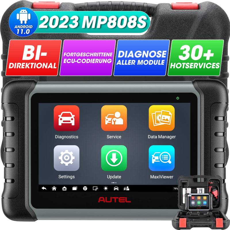 Autel MaxiPRO MP808S OBD2 Diagnose Scanner, 2 Jahre Update Auto-Diagnose Scan Tool, Bidirektional Kontrolle, Online ECU Codierung, 30+ Dienst, Alle System Diagnose, Aktiver Test, Upgraded von MK808S von Autel