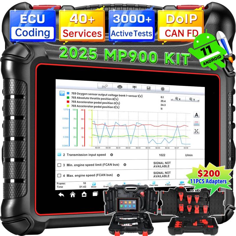 Autel MaxiPRO MP900 KIT OBD2 Diagnosegerät, 2025 DoIP CANFD Neuer als MP808BT PRO KIT, MP808S KIT, DS808S-BT PRO, ECU Codierung& Bidirektional wie MS906 PRO MP900BT, 3000+ Aktive Test, 40+ Reset von Autel