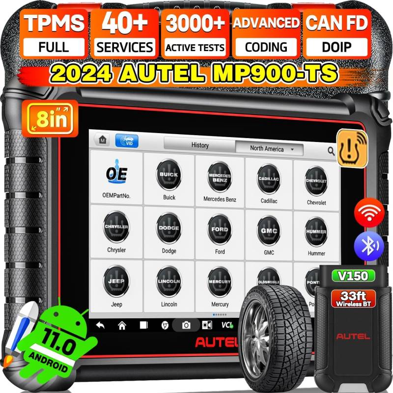Autel MaxiPRO MP900-TS Scanner: 2024 DoIP/CAN FD MP900TS Level Up von DS808 DS808S-TS DS900-TS, 40+ Service, TPMS Programmierungsneulernen, OE ECU Codierung, Bidirektionales Scan Tool, Android 11 von Autel