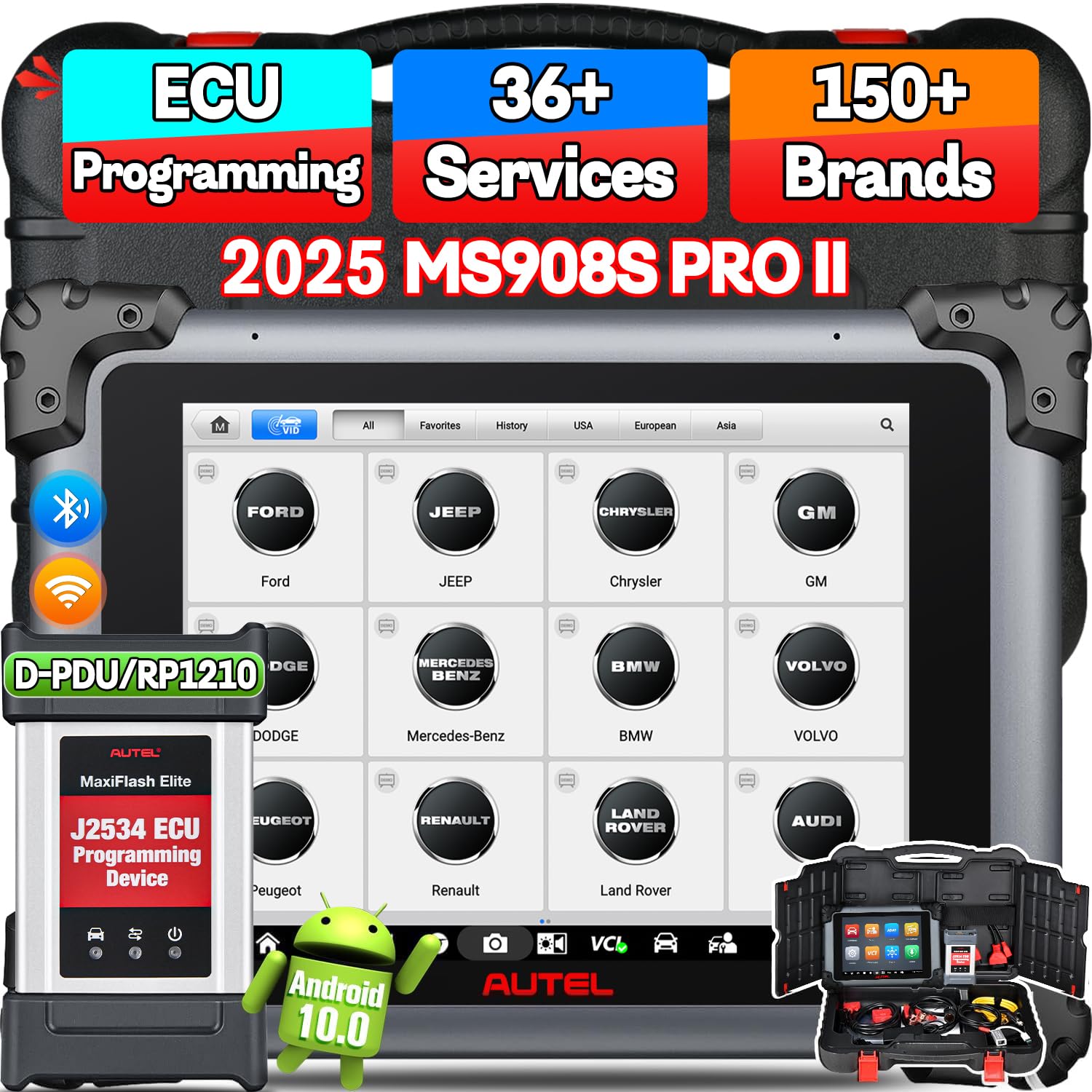 Autel MaxiSYS MS908 Pro II: 2025 OBD2 Diagnosegerät, Diagnosegerät Auto mit J2534 Programmierung, Upgrade von MK908P II, ECU Codierung, Bidirektional, 36+ Dienste für 150+ Marken, OS10 Autel MaxiSYS MS908 Pro II: 2025 OBD2 Diagnosegerät, Diagnosegerät Auto mit J2534 Programmierung, Upgrade von MK908P II, ECU Codierung, Bidirektional, 36+ Dienste für 150+ Marken, OS10 von Autel