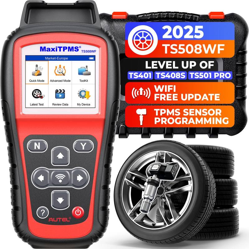 Autel MaxiTPMS TS508WF TPMS Programmier-Tool, 2025 WiFi Version von TS508 TS501 Pro TS408S, Alle RDKS Sensoren Wiedererlernen/Aktivieren/Rücksetzen, Autel MX-Sensor Programmieren, DTCs Lesen Löschen von Autel