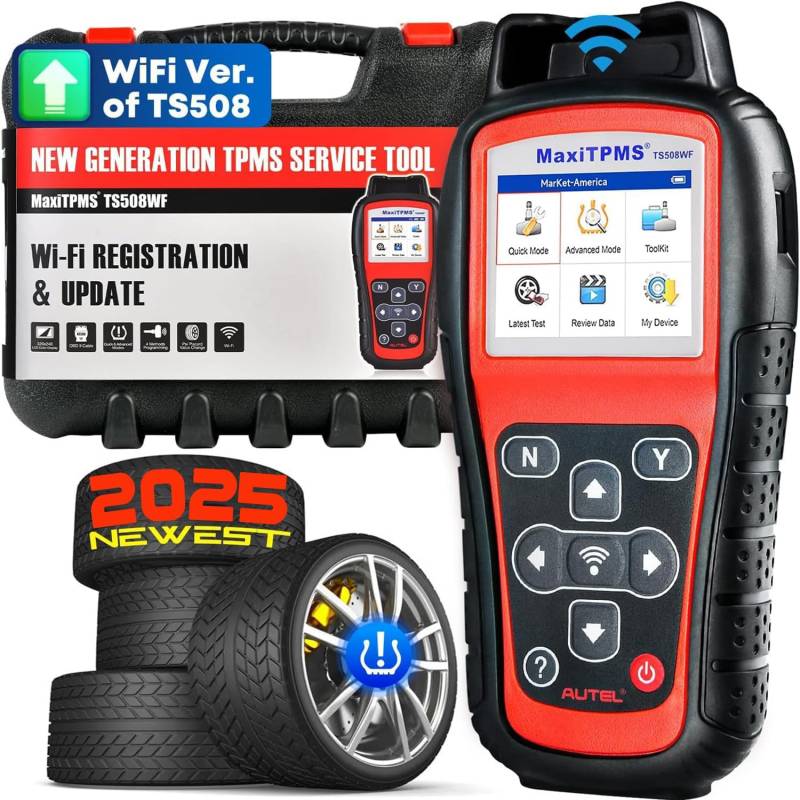Autel MaxiTPMS TS508WF TPMS Programmiertool, 2025 Neueste WiFi Version von TS508 TS501 TS408 TS601, Reifendrucküberwachung, MX-Sensoren Programmieren, Alle Sensoren Neu Lernen& Aktivieren, TPMS Zurück von Autel