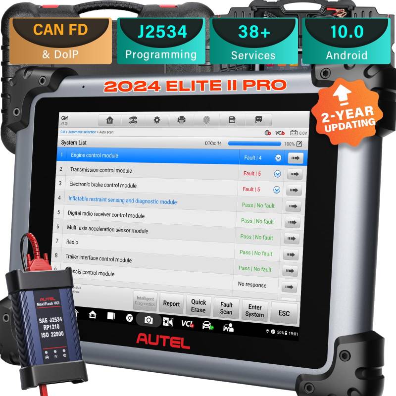 Autel Maxisys Elite II Diagnosegerät Scan Tool 2023 Diagnose, 2 Jahre Update J2534 Programmierung & Codierung, 38+ Dienste, All-System-Diagnose von Autel