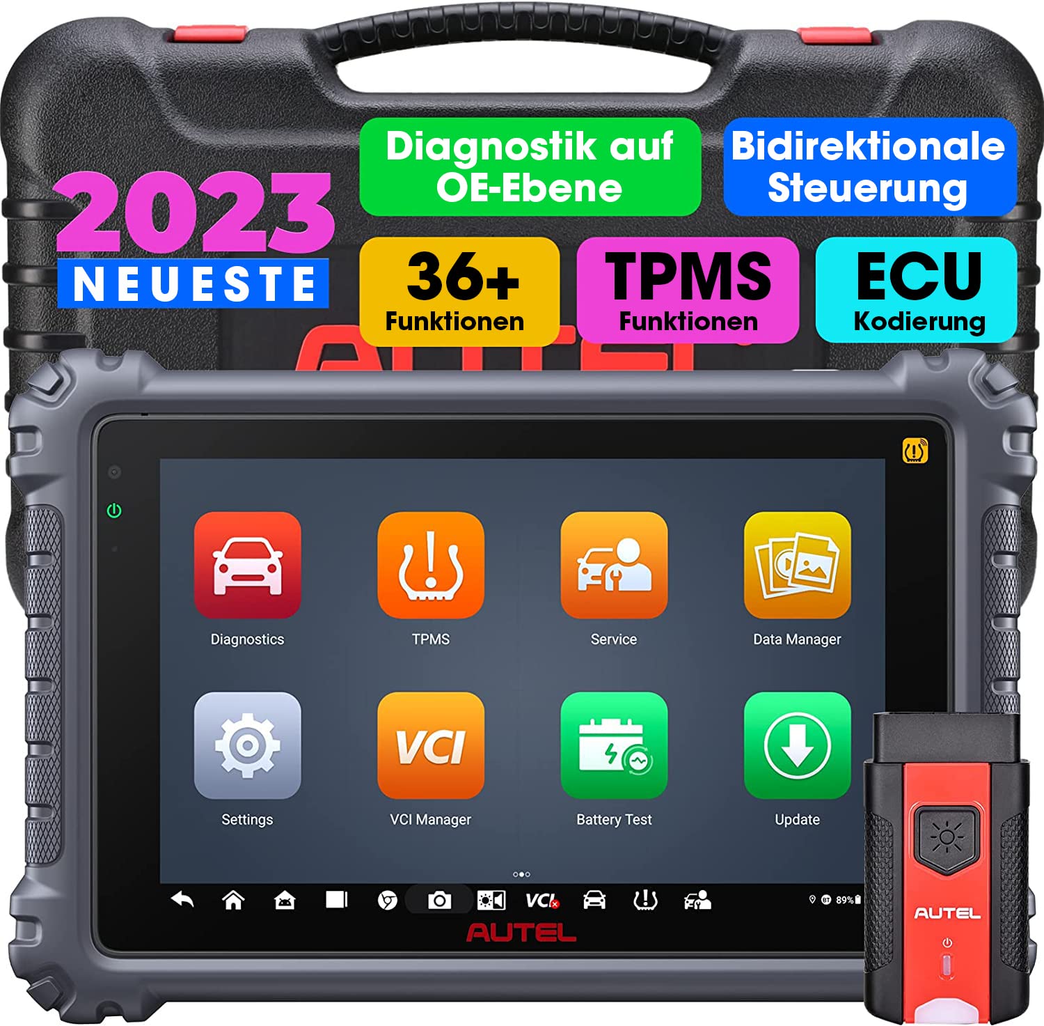 Autel Scanner MaxiCOM MK906PRO TS: 2023 MS906BT/MS906TS/MS906Pro TS, Volle TPMS-Funktionen, Alle Systemdiagnose, ECU-Codierung, 36+ Services, Bidirektional, FCA & SGW, Keine IP Limit von Autel