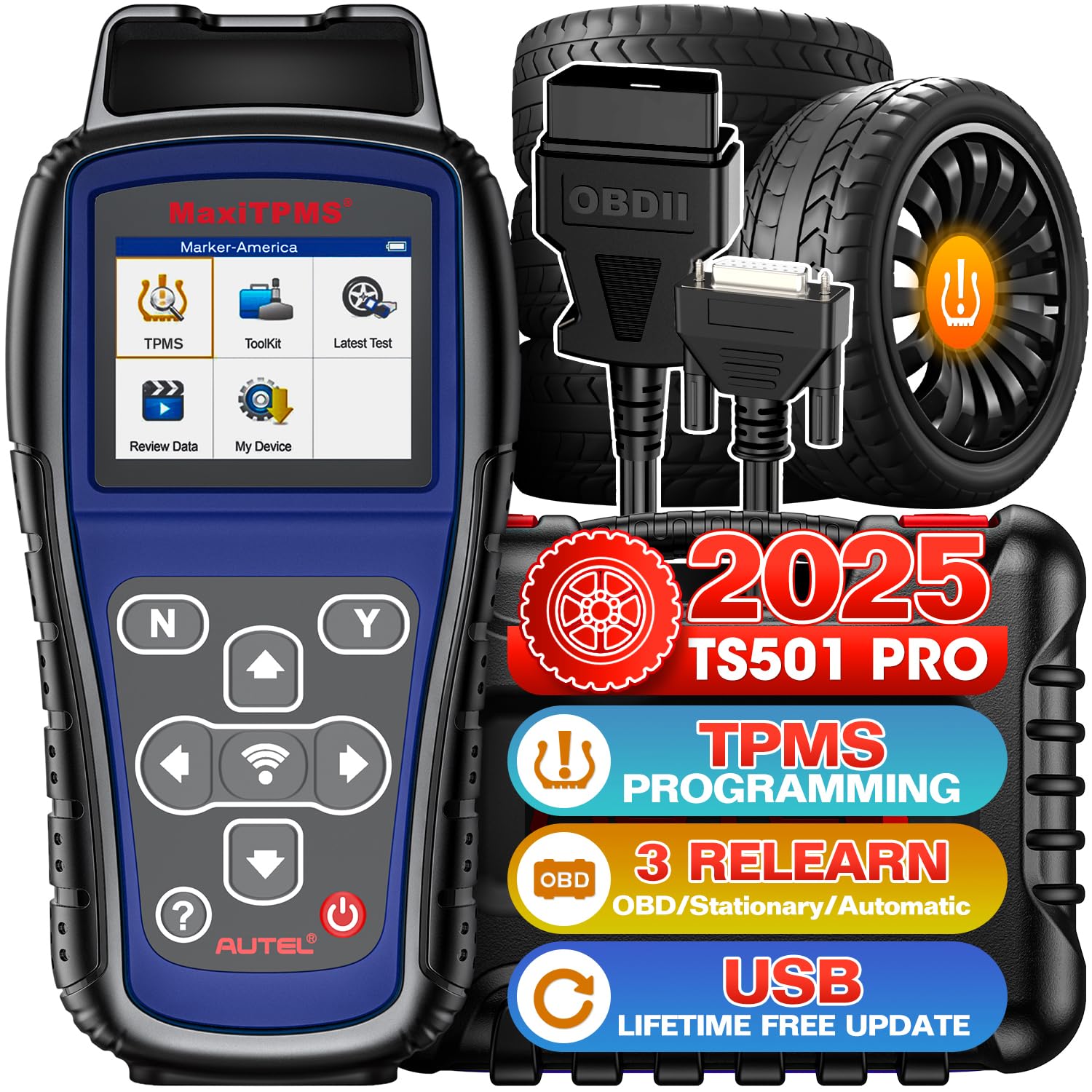 Autel MaxiTPMS TS501, Professional für Aktivieren/Neulernen Aller RDKS Sensoren, TPMS Reset, TPMS Programmierung von MX-Sensoren, 2024 Neueste, Upgrade von TS408, TS401, TPMS Diagnose von Autel