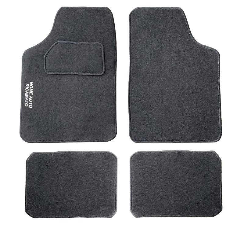 Auto Accessori Lupex Auto-Fußmatten-Set, kompatibel mit C3, Fußmattenset personalisiert mit gesticktem Autonamen, Teppichmaterial, mit Fallschutz, Komplettset für Vorder- und Rückseite von Auto Accessori Lupex