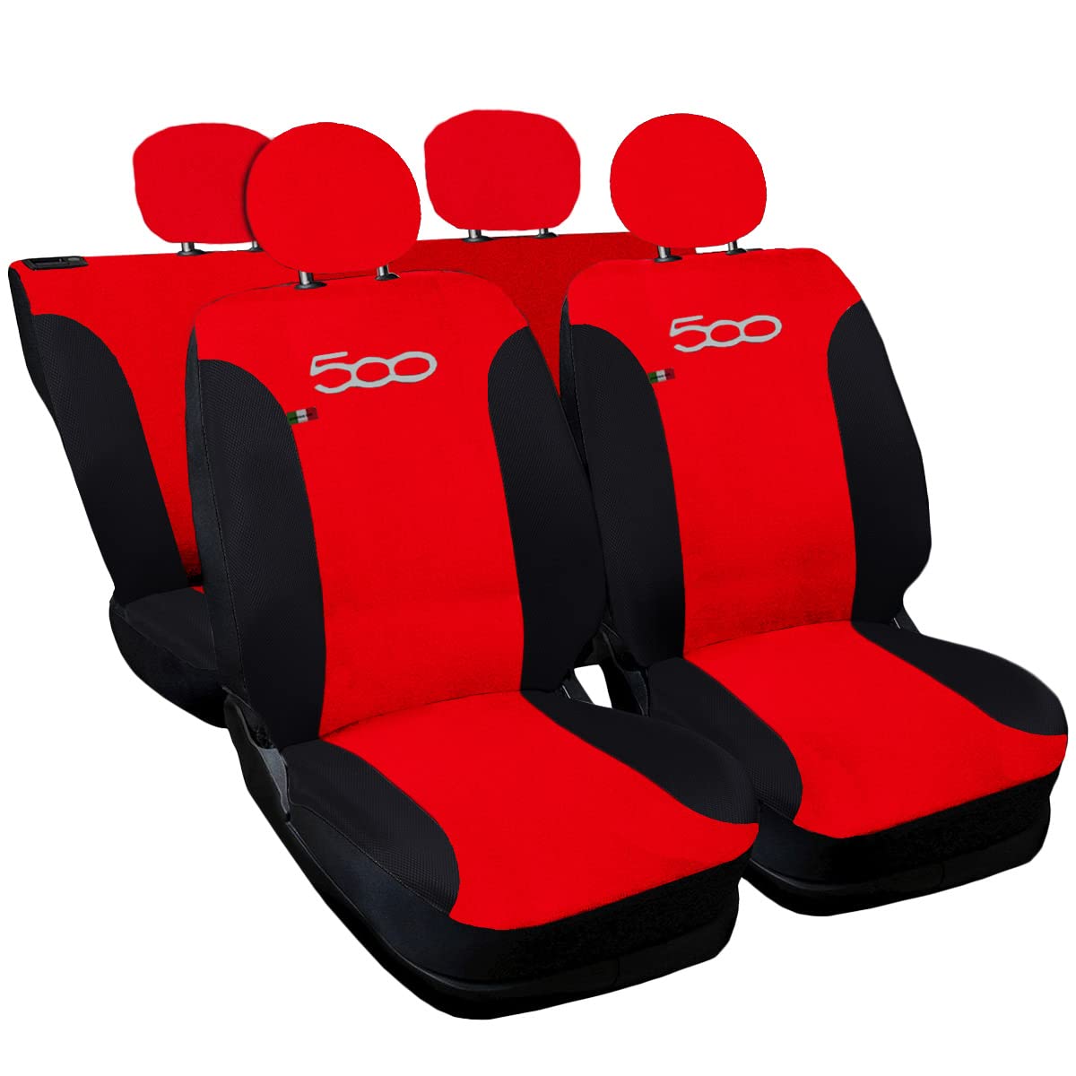 Auto Accessori Lupex Autositzbezüge kompatibel mit Cinquecento 500, hergestellt in Italien, Polyestergewebe, (Rot – Schwarz Modell 3) von Auto Accessori Lupex