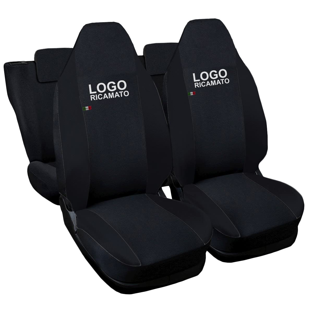 Auto Accessori Lupex Autositzbezüge, kompatibel mit Up Schwarz, inklusive Kopfstütze, Made in Italy, Set für Vorder- und Rücken, gesticktes Logo von Auto Accessori Lupex