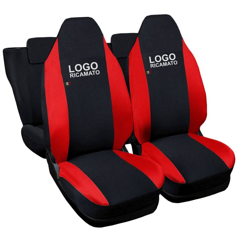 Auto Accessori Lupex Autositzbezüge, kompatibel mit Up Schwarz Rot | Kopfstütze, Made in Italy, Set für Vorder- und Rücken, gesticktes Logo von Auto Accessori Lupex