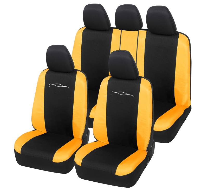 Auto Accessori Lupex - Set aus 9 Universal-Sitzbezügen für Racing, Farbe Schwarz und Gelb - Schutzbezüge vorne und hinten, kompatibel mit Limousine und Utilitarie von Auto Accessori Lupex