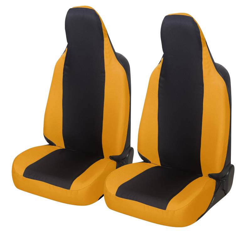 Auto Accessori Lupex Autositzbezüge kompatibel für Sitze mit integrierter Kopfstütze, Paar vorne Sitzbezüge, Schonbezüge Universal (Schwarz-Gelb) von Auto Accessori Lupex