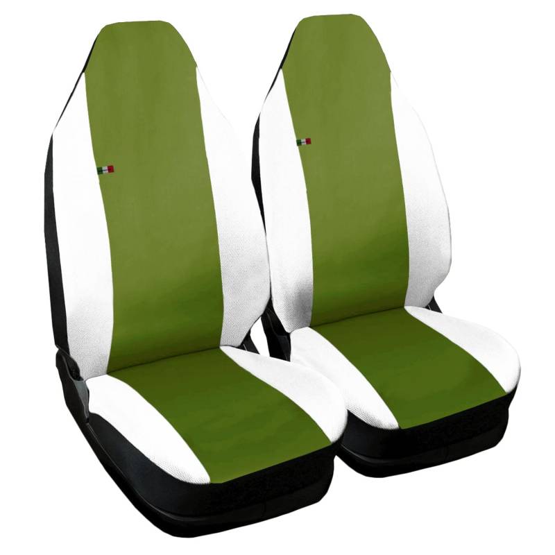 Auto Accessori Lupex | Autositzbezüge kompatibel mit Smart Fortwo 451 zweite Serie von 2007 bis 2015, Hellgrün Weiß, Made in Italy, 1 Paar Sitzbezüge aus Kunstleder und Polycotton von Auto Accessori Lupex