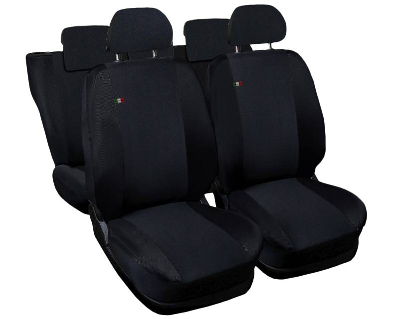 Auto Accessori Lupex - Sitzbezüge für Autositz, kompatibel Autositzbezüge für i10, schwarz, Made in Italy, Set Sitzbezüge für Vorder- und Rücksitze, Polyester-Gewebe, Auto-Innenbezüge von Auto Accessori Lupex