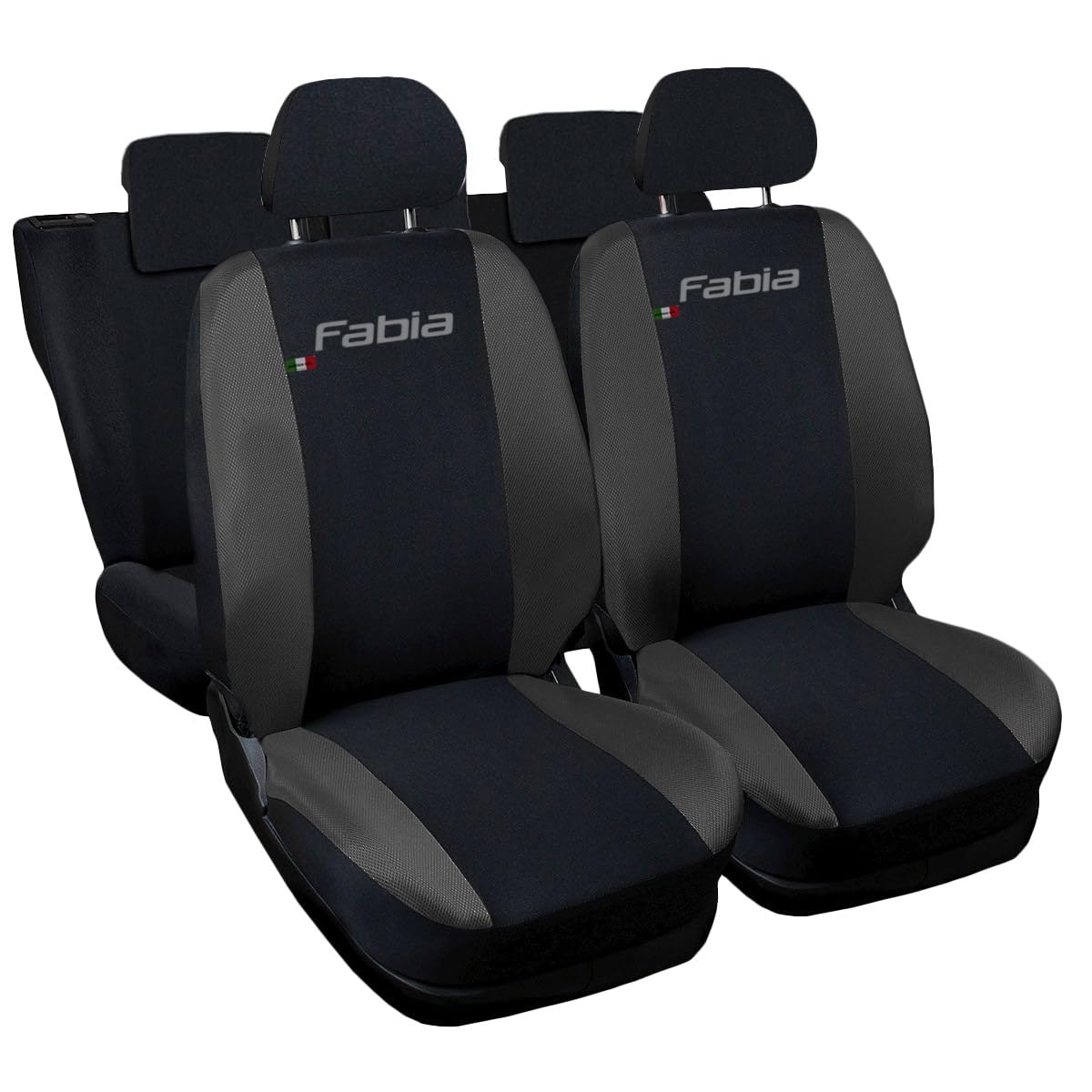 Auto Accessori Lupex - Autositzbezüge kompatibel mit Fabia, schwarz dunkelgrau, Made in Italy, Polyestergewebe, komplettes Sitzbezug-Set, mit Stickerei Modellnamen Auto Accessori Lupex - Autositzbezüge kompatibel mit Fabia, schwarz dunkelgrau, Made in Italy, Polyestergewebe, komplettes Sitzbezug-Set, mit Stickerei Modellnamen von Auto Accessori Lupex