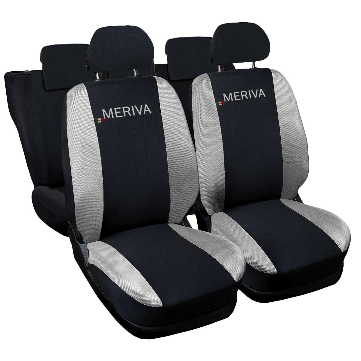 Auto Accessori Lupex - Autositzbezüge kompatibel mit Meriva, schwarz hellgrau, Made in Italy, Polyestergewebe, komplettes Sitzbezug-Set, mit Stickerei Modellnamen Auto Accessori Lupex - Autositzbezüge kompatibel mit Meriva, schwarz hellgrau, Made in Italy, Polyestergewebe, komplettes Sitzbezug-Set, mit Stickerei Modellnamen von Auto Accessori Lupex