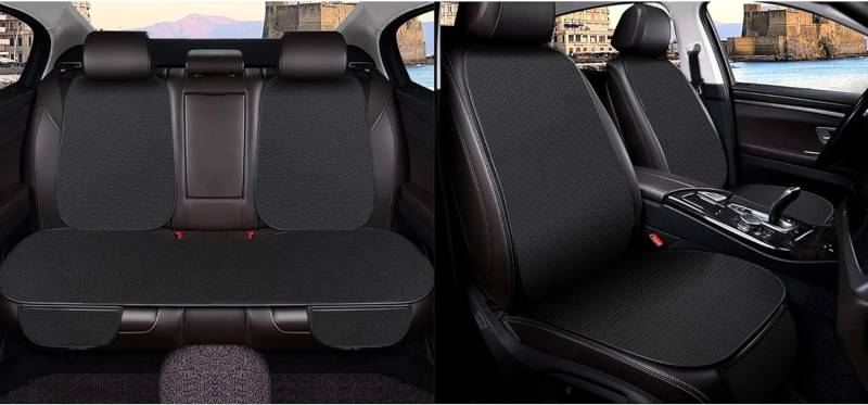 Auto Accessori Lupex Autositzbezug 3 Stück Universal Auto | Sitzschutz 2 vorne und 1 hinten | Protector Comfort Automotive Innenkissen (Silk Ice Schwarz – 7 Stück) von Auto Accessori Lupex