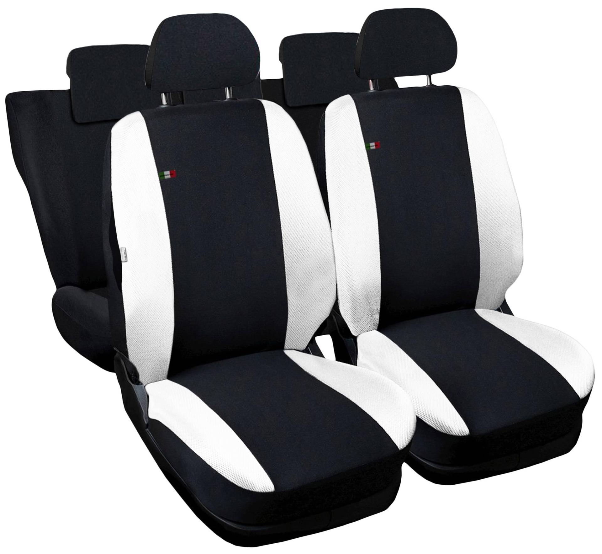 Auto Accessori Lupex - Sitzbezüge für Autositz, kompatibel Autositzbezüge für Duster, schwarz weiß, Made in Italy, Set Sitzbezüge für Vorder- und Rücksitze, Polyester-Gewebe, Auto-Innenbezüge von Auto Accessori Lupex