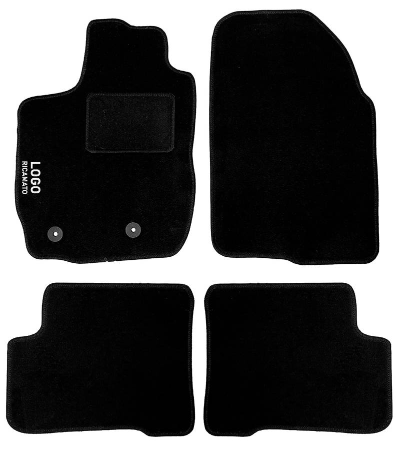 Auto Accessori Lupex Kompatible Auto-Fußmatten für Duster, Geformte Teppiche, Aus schwarzem Teppich, Gesticktes Logo mit Absatzschoner und 2 Clips zur Befestigung, Zubehör Innenbereich von Auto Accessori Lupex