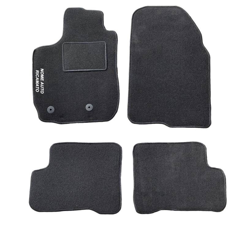 Auto Accessori Lupex Kompatible Auto-Fußmatten für Duster, Geformte Teppiche, Aus schwarzem Teppich, Gesticktes Logo mit Absatzschoner und 2 Clips zur Befestigung, Zubehör Innenbereich von Auto Accessori Lupex
