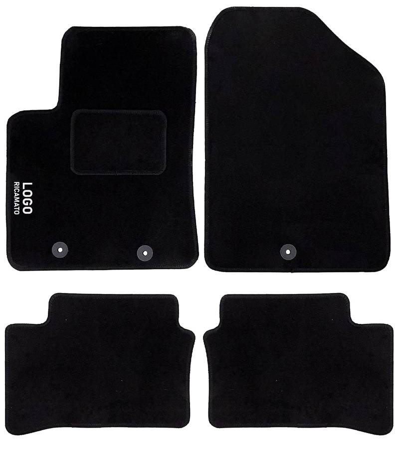 Auto Accessori Lupex | 4-teiliges Auto Fußmatten Set kompatibel mit i10 2a (2014-2019) | Maßgeschneiderte Teppichmatten mit 3 Befestigungsclips | Fahrer-Seite mit Stickerei | vorne und hinten von Auto Accessori Lupex