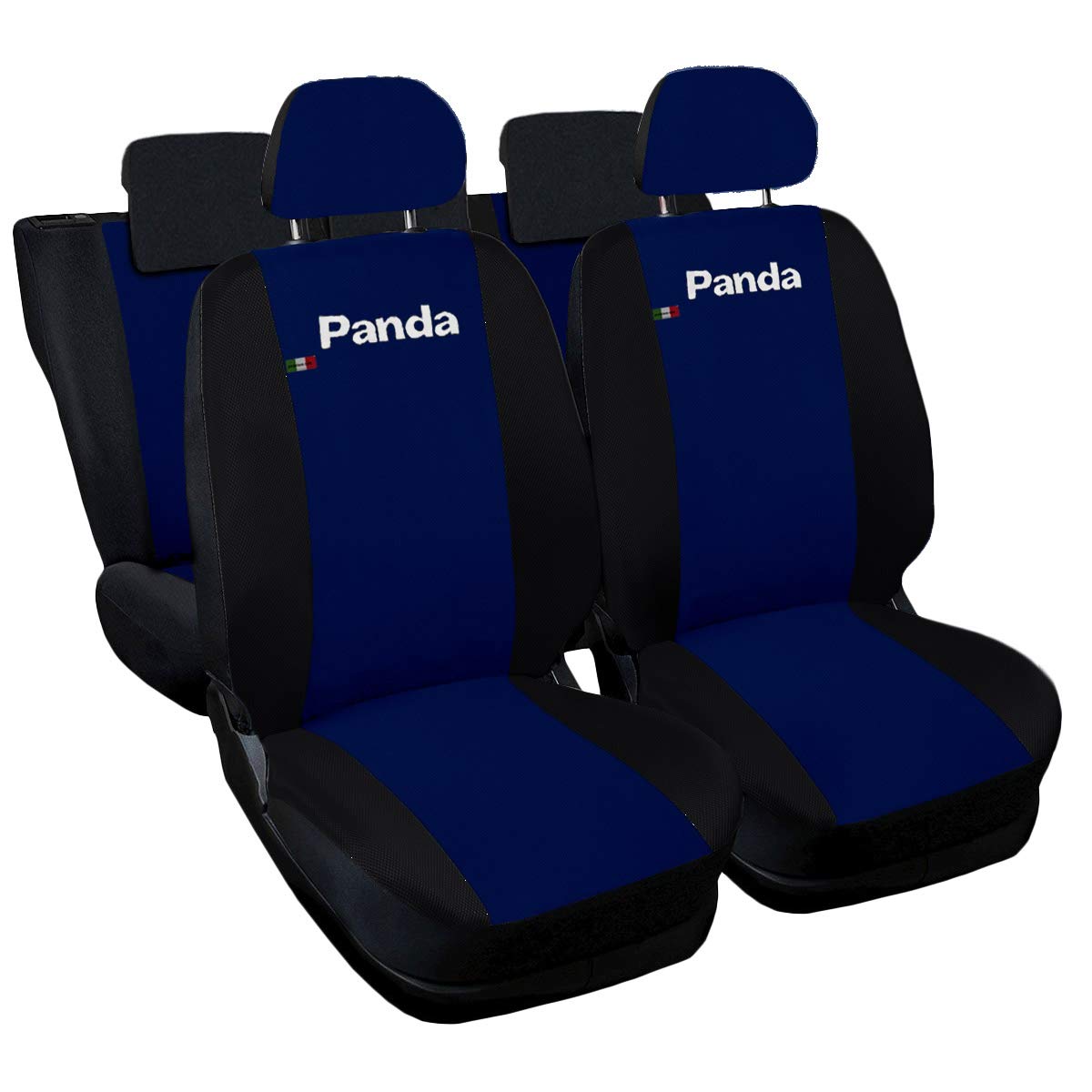 Auto Accessori Lupex - Kompatible Autositzbezüge für Panda zweite 169 und dritte 319 Reihe, dunkelblau schwarz, Made In Italy, sitzbezüge vorne und hinten, einteilig, Polyester von Auto Accessori Lupex