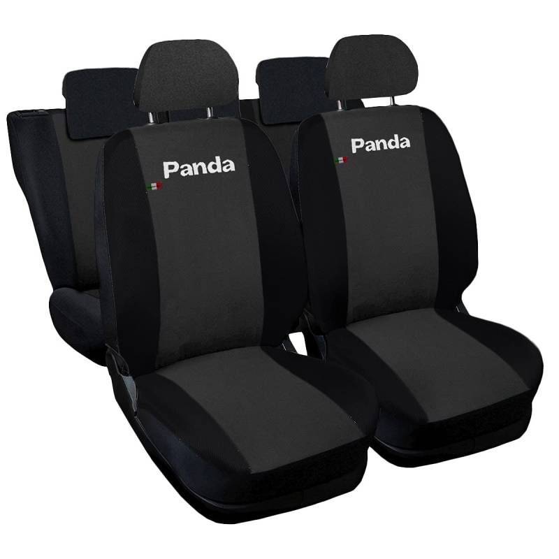 Auto Accessori Lupex - Kompatible Autositzbezüge für Panda zweite 169 und dritte 319 Reihe, dunkelgrau schwarz, Made In Italy, sitzbezüge vorne und hinten, einteilig, Polyester von Auto Accessori Lupex