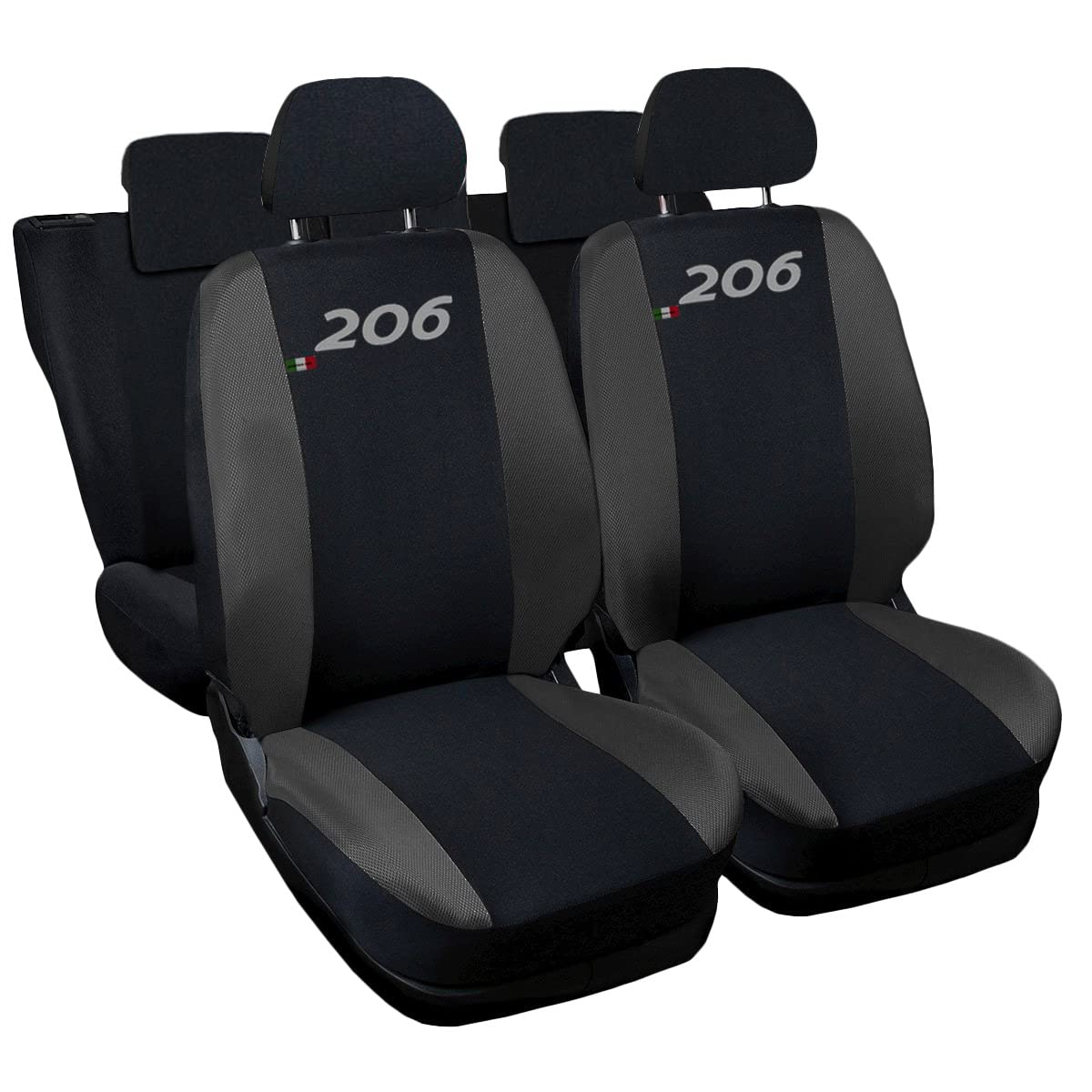 Auto Accessori Lupex - Sitzbezüge für Autositz, kompatibel Autositzbezüge für 206, schwarz dunkelgrau, Made in Italy, Set Sitzbezüge für Vorder- und Rücksitze, Polyester-Gewebe, Auto-Innenbezüge Auto Accessori Lupex - Sitzbezüge für Autositz, kompatibel Autositzbezüge für 206, schwarz dunkelgrau, Made in Italy, Set Sitzbezüge für Vorder- und Rücksitze, Polyester-Gewebe, Auto-Innenbezüge von Auto Accessori Lupex