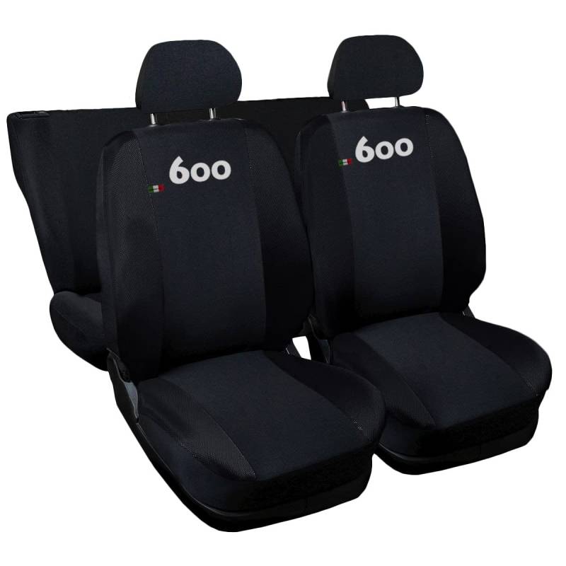 Auto Accessori Lupex - Sitzbezüge für Autositz, kompatibel Autositzbezüge für 600, schwarz, Made in Italy, Set Sitzbezüge für Vorder- und Rücksitze, Polyester-Gewebe, Auto-Innenbezüge von Auto Accessori Lupex