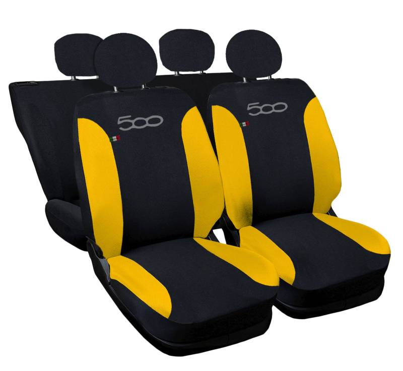 Auto Accessori Lupex Autositzbezüge kompatibel mit Cinquecento 500, hergestellt in Italien, Polyestergewebe, (Schwarz – Gelb Modell 2) von Auto Accessori Lupex