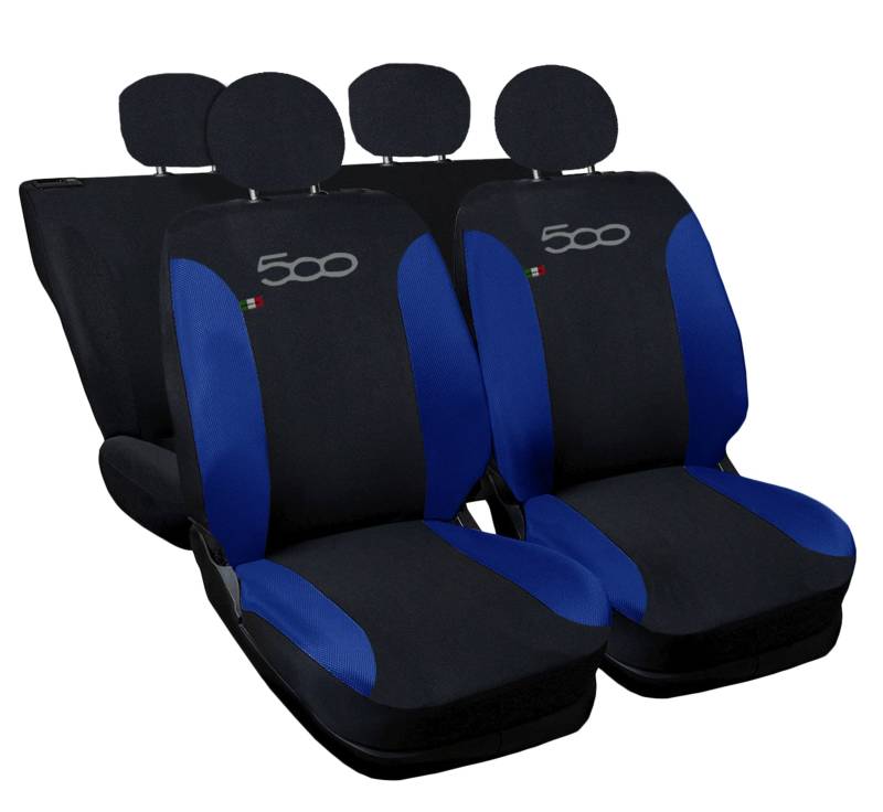 Auto Accessori Lupex Autositzbezüge kompatibel mit Cinquecento 500, hergestellt in Italien, Polyestergewebe, (Schwarz – Königsblau Modell 2) von Auto Accessori Lupex