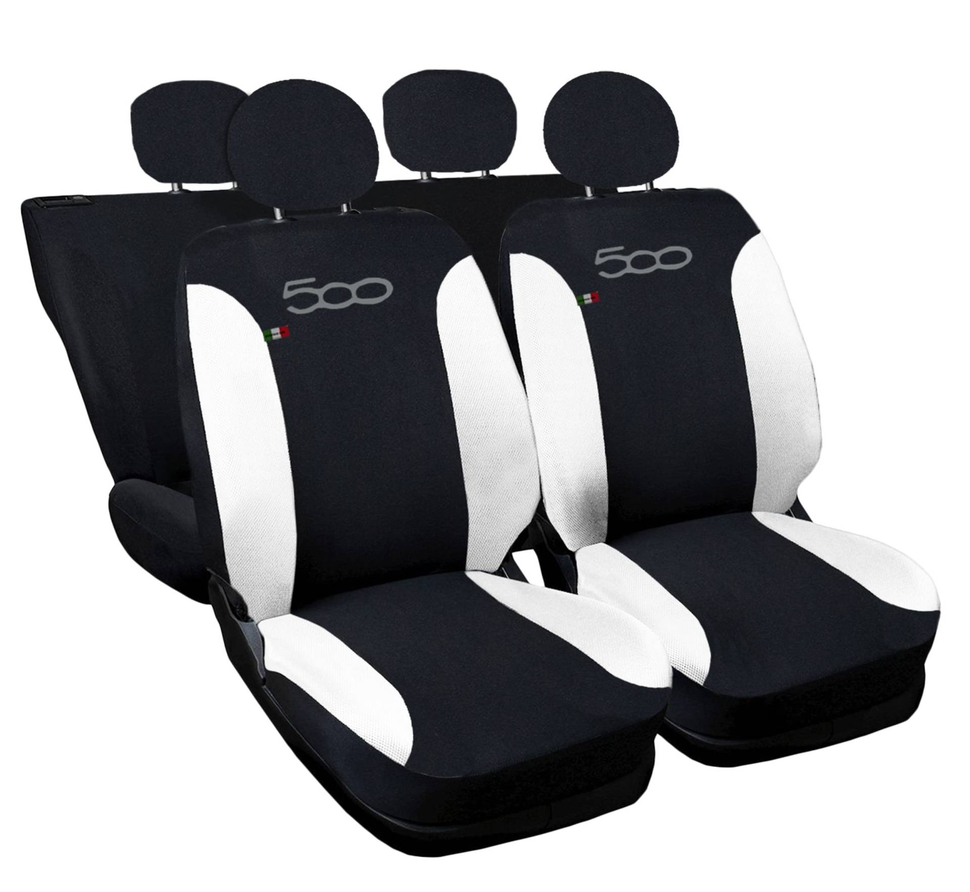 Auto Accessori Lupex Autositzbezüge kompatibel mit Cinquecento 500, hergestellt in Italien, Polyestergewebe, (Schwarz – Weiß Modell 2) von Auto Accessori Lupex