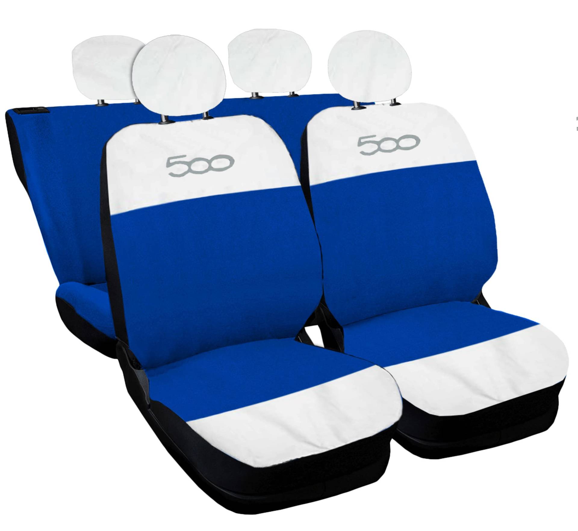 Auto Accessori Lupex Autositzbezüge kompatibel mit Cinquecento 500, hergestellt in Italien, Polyestergewebe, (Weiß – Königsblau Modell 2) von Auto Accessori Lupex